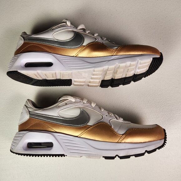 Nike Air Max 90 SC Womens Size 9.5 (CW4554-107) White/Metallic Gold/Silver - Picture 6 of 11